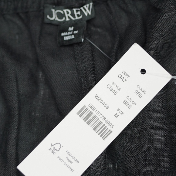 New JCREW Size M Soleil Pant in Embroidered Linen Black Beige $148 CI945 - Picture 8 of 8